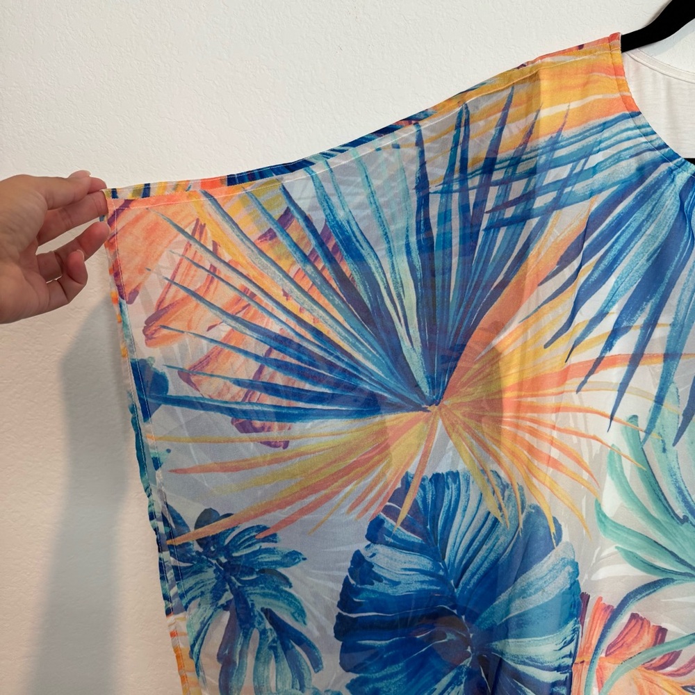 Chicos Tropical Palm Tassel Multicolor Tank Kaftan Top - Picture 4 of 9
